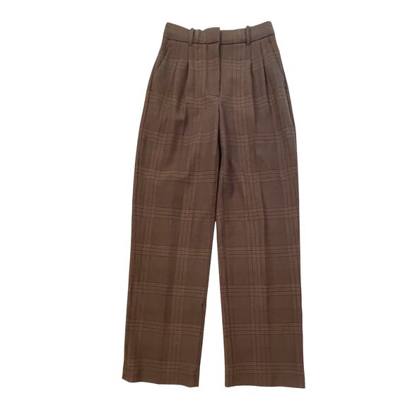 Aritzia Pants - Aritzia Wilfred The Effortless Pant - Brown Plaid - Wide Leg Trouser - Size 2